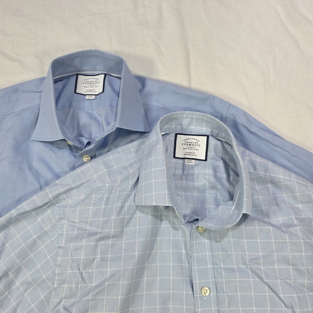 Two Charles Tyrwhitt Classic Fit Egyptian Cotton Button Up Dress Shirts.17/35